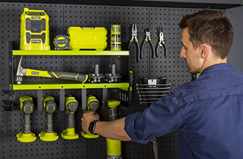 Toolganize Power Tool Organizer & Storage Wall Mount - Heavy Duty Metal Drill Holder & Cordless Tool Organizers Chest Rack - Premium Garage Utility Shelf & Pegboard Shed Workshop Shelving - Green #TOP4