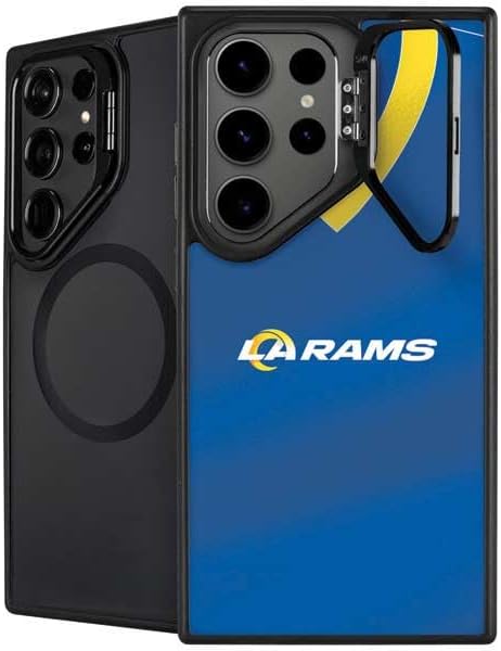 Skinit Kickstand Phone Case Compatible with Galaxy S25 Ultra - Officially Licensed NFL Los Angeles Rams Black & White Design