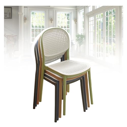 Sillas de comedor apilables de plástico con efecto de mimbre para uso en interiores y exteriores, taburetes de jardín que ahorran espacio para patio, porche, balcón, cocina, y diseño elegante