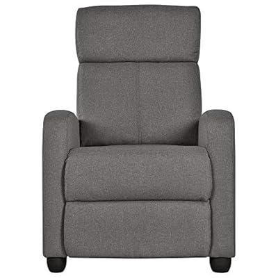 Yaheetech Fabric Recliner Sofa Modern Single Recliner Sofa Home Theater Seating with Thick Seat Cushion, Backrest and Pocket Spring, Grey from Yaheetech