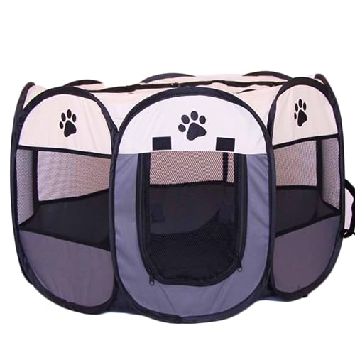 Cercadinho Casinha Portátil Dobrável Pet Cães Gato Grande Gg (Cinza)