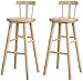 Klasyczny stołek barowy w stylu retro, zestaw 2 krzeseł do barku domowej, drewniany, wygodny stołek barowy do siedzenia wewnątrz na zewnątrz (kolor: beżowy-75 cm)