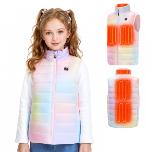 Glaais Kids Heated Vest with 7.4V 12000mAh Battery Pack Included Electric Heating Vest for Girls-S