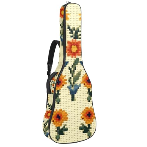 Sac pour guitare acoustique à motif fleurs mosaïque d'art avec crochet