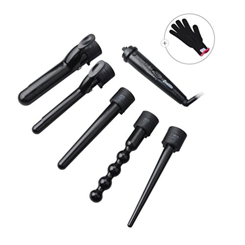 Hair Wand Set, Zealite 5 in 1 Curling Iron Set with 5 Interchangeable Curling Wand Ceramic Barrels + Heat Protective Glove