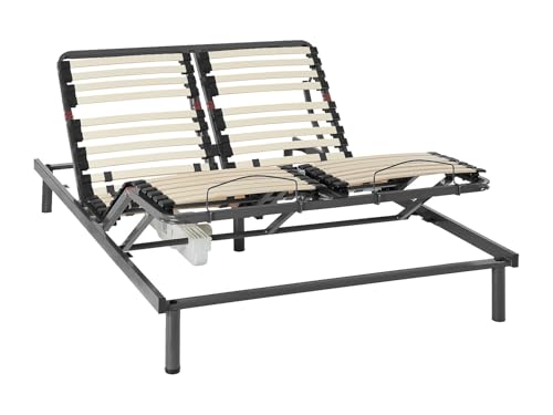 Vente-unique - Sommier électrique de Relaxation 5 Plans de Couchage - 140x200 cm - Moteur OKIN