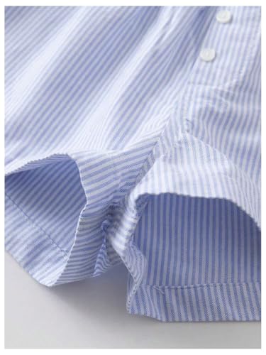 SOLY HUX Women's Striped Print Drawstring Waist Shorts Wide Leg Summer Beach Mini Shorts Blue Striped Small