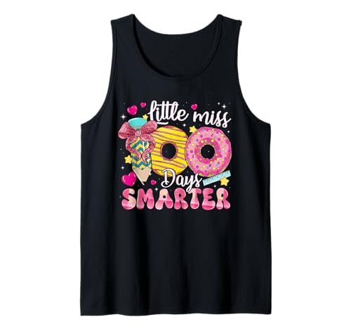 Little Miss 100 Days Smarter Donut 100th Day of School Girl Tank Top
