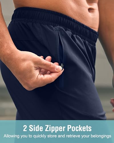 Image of G Gradual Men's Athletic Running Shorts with Zipper Pockets Quick Dry 7 inch / 5 inch / 9 inch Workout Gym Shorts for Basketball Hiking