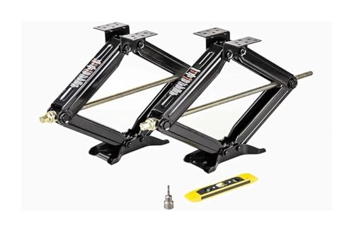 Pont elevateur Voiture Crics à Ciseaux de nivellement de stabilisateur de remorque de Camping-Car avec Prise et Niveau 24 7 500 LB, Ensemble 2 Cric Auto