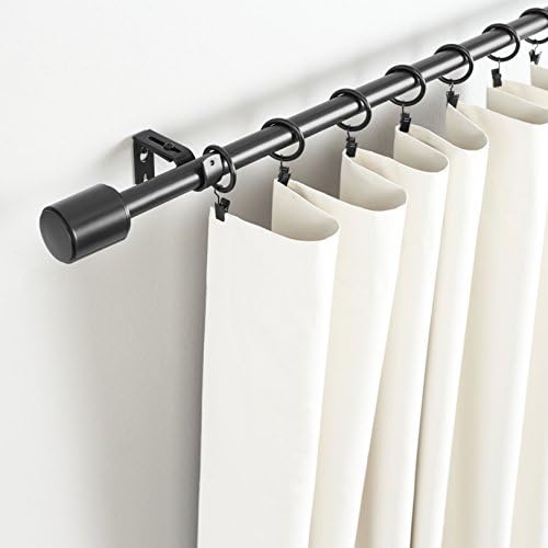 Amazon Basics Karnisz ścienny z zakończeniami, 2,5 cm, od 183 do 366 cm, czarny