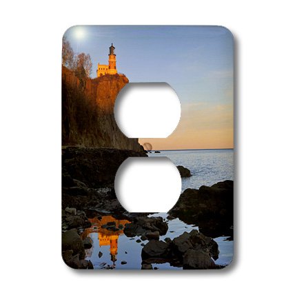 Cacher prise murale usée avec la plaque décorative Phare Split Rock 3drose
