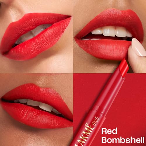 Image of Lakme 9 to 5 Forever Matte Lip Crayon, Red Bombshell, 1.1g, for Smooth and Supple Lips, with Vitamin C, Matte Finish, 8 Hr Hydration, Long Lasting all day comfort, Retractable Crayon