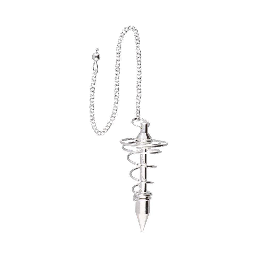 Pendolo a forma di spirale, metallo, color argento, grande