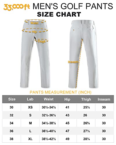 33,000Ft Men's Golf Pants With 5 Pockets Classic-Fit Stretch Quick Dry Lightweight Upf 50+ Hiking Pants Sliver Grey #TOP5