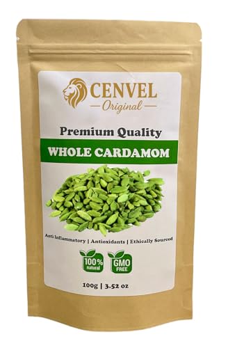 Whole Green Cardamom Pods | Premium Quality Spice | 100% Natural and Aromatic | Vegan | Gluten Friendly | Non-GMO | 100g (100g)