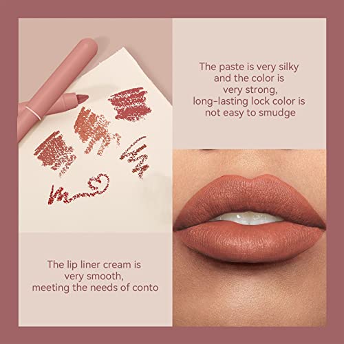 Rosarden Matte Nude Lip Liner - Cream Lip Liner Pencil - Retractable Lip Liner with Built-in-Sharpener - Waterproof Long Wear Smudge Proof Lip Liner - High Pigmented LipLiner Pencil for Women - Thumbnail 7