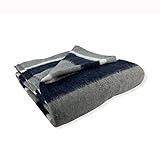 Rufino Díaz Manta Multiusos Pelo Reciclado Rayas (Marino - 145x200cm) - Otoño/Invierno - Tacto Extra Suave y Super calentita - para Usar en la Cama o en el sofá