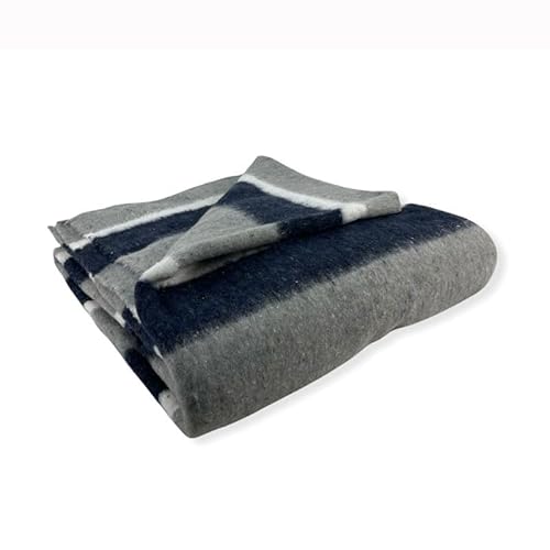 Rufino Díaz Manta Multiusos Pelo Reciclado Rayas (Marino - 145x200cm) - Otoño/Invierno - Tacto Extra Suave y Super calentita - para Usar en la Cama o en el sofá