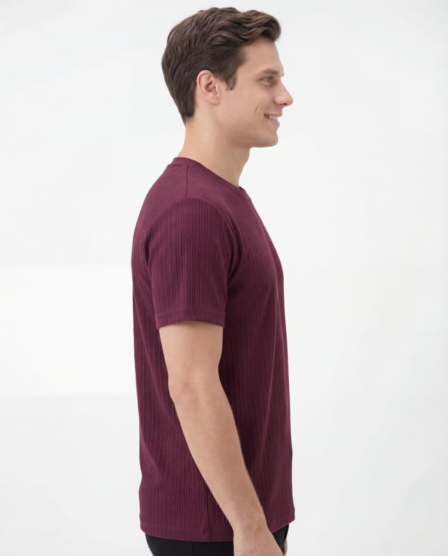 Image of Poly Cotton Frill Round Neck T-Shirt for Men | |
