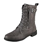 NUSGEAR Botas Con Cordones Mujer Botas Invierno De Nieve C贸Modas Antideslizante Senderismo Trekking Aire Libre Zapatos Bota Militares Con Tacon Ancho Botines Mujer Invierno Martins Boots De Cordones