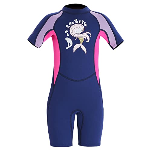Yueta Shorty Diving Wetsuits Kids, 2.5mm Neoprene, Back Zipper Girls Wet Suits, Keep Warm for Swimming, Diving, Surfing