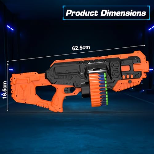 Image of Aditi Toys Street Viper Big Blaster Motorized Dart Gun Toy Includes 50 Soft Foam Bullet Darts, 60-Foot Firing Range, Rechargeable Electric Battery Design for Boys Girls, Above 5+ Age(Black-Orange)