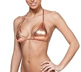 Gary Majdell Sport Women's New Liquid String Bra Swimsuit Top Liquid Rose Gold Medium