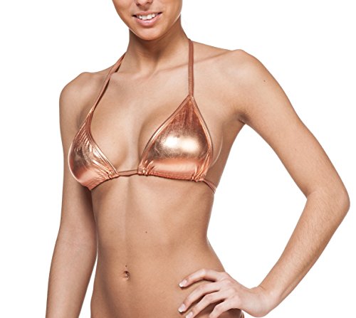 Gary Majdell Sport Women's New Liquid String Bra Swimsuit Top Liquid Rose Gold Small