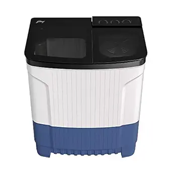 Godrej EDGE ULTIMA 8.5 Kg 5 star Semi-Automatic Top Loading Washing Machine Appliance (WSEDGE ULT 85 5.0 DB2 M WHBL, White Blue, Toughened Glass Lids, Borderless Design)