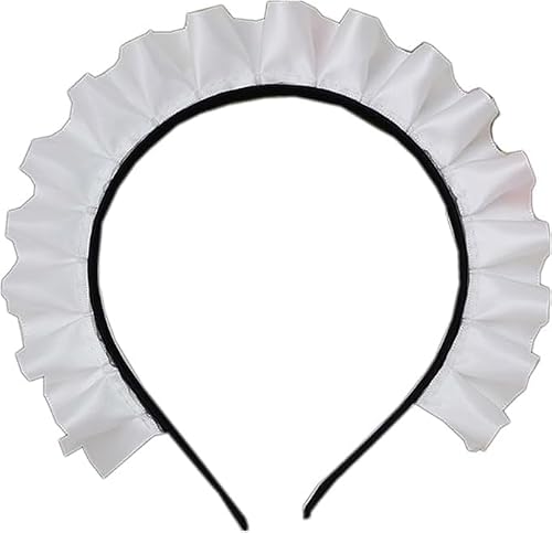 Zhuluck White Ruffle Headband Maid Hair Hoop Gorgeous Sweet Headdress Anime for Cosplay for Head Circumferences of Most Women Hair Accessories Headbands Hats and Caps