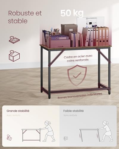 Bureau 100x50 cm acier stable 50 kg LWD41X VASAGLE