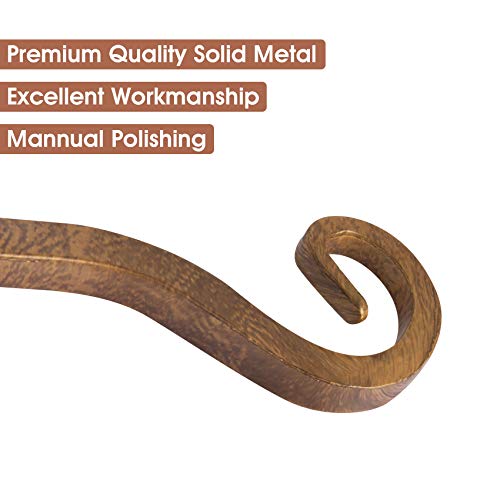 Jardim 2 Pack 10 Inch Premium Decorative Metal Iron Wall Hangers For Home Decor, Indoor Outdoor Plant Bracket Rustic Hanging Gardening Hooks For Planters, Bird Feeders, Lanterns, Wind Chimes (Coffee) #TOP2