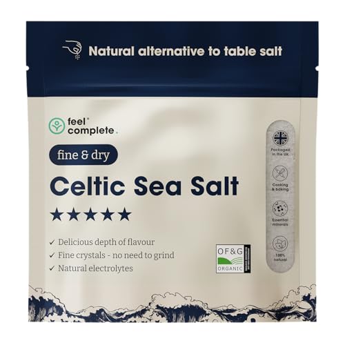 Feel Complete | 200g Fine & Dry Celtic Sea Salt | No Need To Grind | Organic Approved | Essential Minerals & Electrolytes | Natural Alternative To Table Salt | Lab Tested