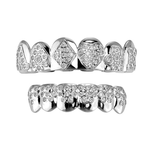 Grillz de Seis Dientes Estilo Póker con Baño de Oro y Plata