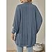 OULIWANGLUO Strickjacke Damen Leichte Strickmantel Kurze Fledermausärmel Cardigan Casual Lockere Strickpullover für Herbst (Blau,XL)