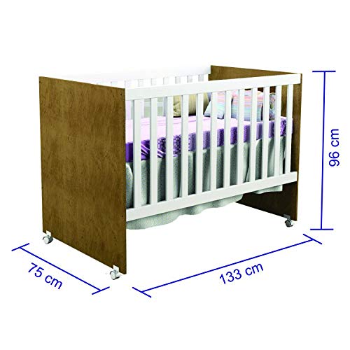 Quarto de Bebê Ariel com Cômoda Fraldário e Berço Gabi Carolina Móveis Amadeirado Rústico