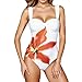 Women's One-Piece Swim Suits Wrap Skirt Swimsuit with Cover Up Sexy Fashion Flower Print Beach Skirts Swimwear Orange XL