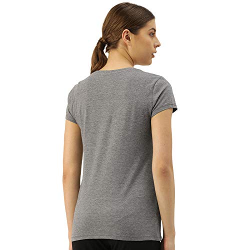 Image of Enamor Short Sleeve Regular Length Pull On Basic V Neck T-Shirt for Women - Slim Fit, Soft and Breathable Stretch Cotton - E067