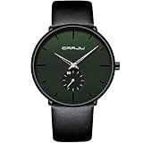 Mens Watches Ultra-Thin Minimalist Waterproof-Fashion Wrist Watch for Men Unisex Dress with Black Le