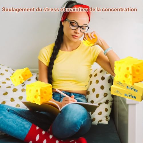 Bambebe Lot de 2 Jouets Squishy Beurre et Grand Fromage ALCXS-HYNL, vue 5 sur 6