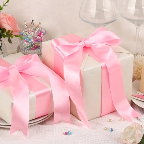 1-1/2 Inches 50 Yards Pink Satin Ribbon for Gift Wrapping,Crafts,Flower Bouquet,Balloons,Bows Making,Mothers Day,Wedding,Birthday,Baby Shower Valentine's Day Party Decoration