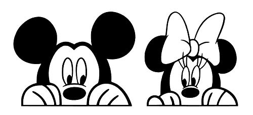 Desconocido Vinilo de Corte Pegatina Mickey Y Minnie 15X6.5CM (Negro)