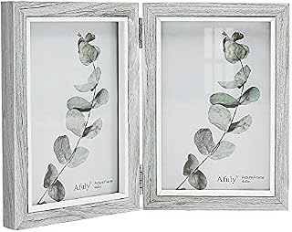 Afuly Double Photo Frame 6x4 Picture Frames Grey Folding 2 Pictures Collage Hinge for Desk Family Friend Gifts