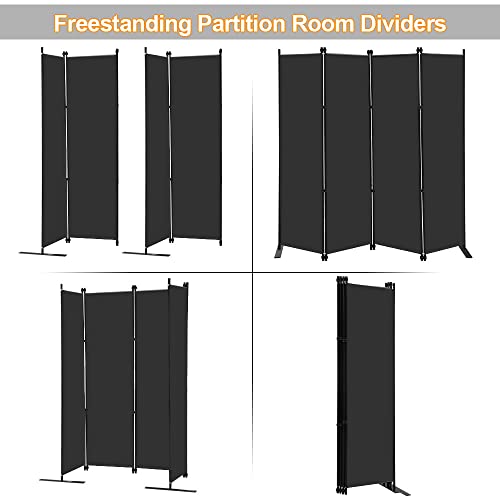 MAYOLIAH 4 Panel Room Divider Screen 6Ft Tall Foldable Privacy Dividers Indoor Wall Partition Room Separator Black by MAYOLIAH - Image 3