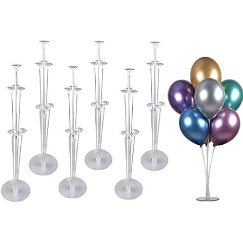 Balloon Tree 6 sets Table Balloon Stick Holder Clear 28 inches Balloons Stand Kit with Balloon Pole and Flower Stand Base for Graduation Wedding Birthday Party Decorations Cover