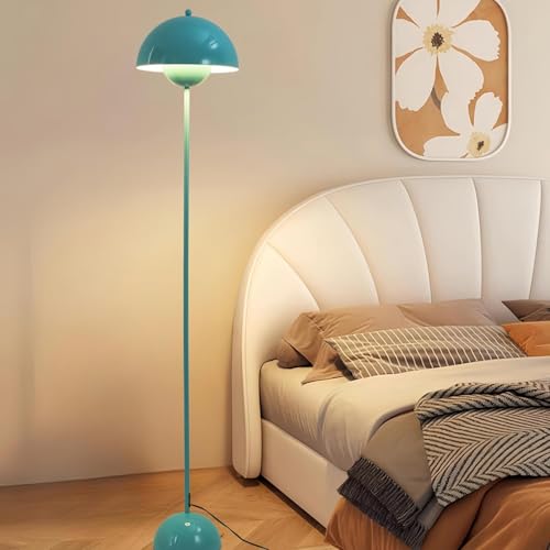 Alpinaluz Stehleuchte mit gewölbtem Parabolschirm: Klassisch, modern und nordisch, ideal für Wohnzimmer und Esszimmer mit E27-Sockel (Türkis)