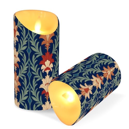 Pilar decorativo LED William Morris de cera sin perfume, set de 2 para regalar 3