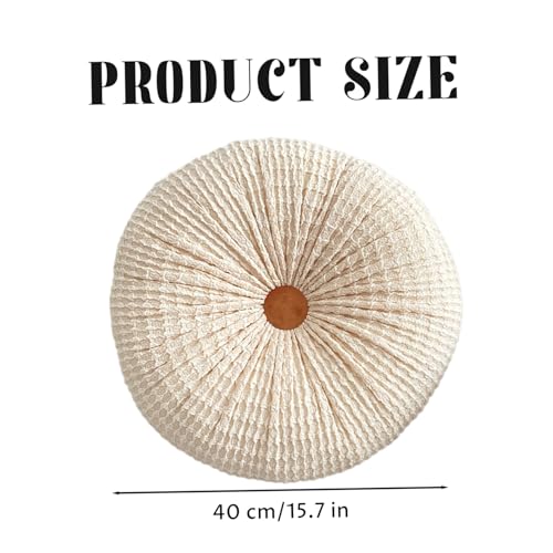Coussin canapé beige rond plissé 16 pouces oreiller de lit - 6