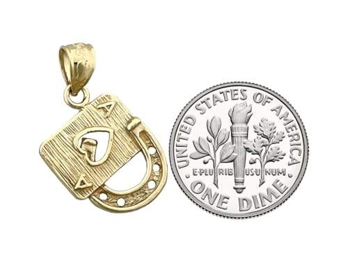 14K Gold Ace Of Hearts Lucky Horseshoe Charm3